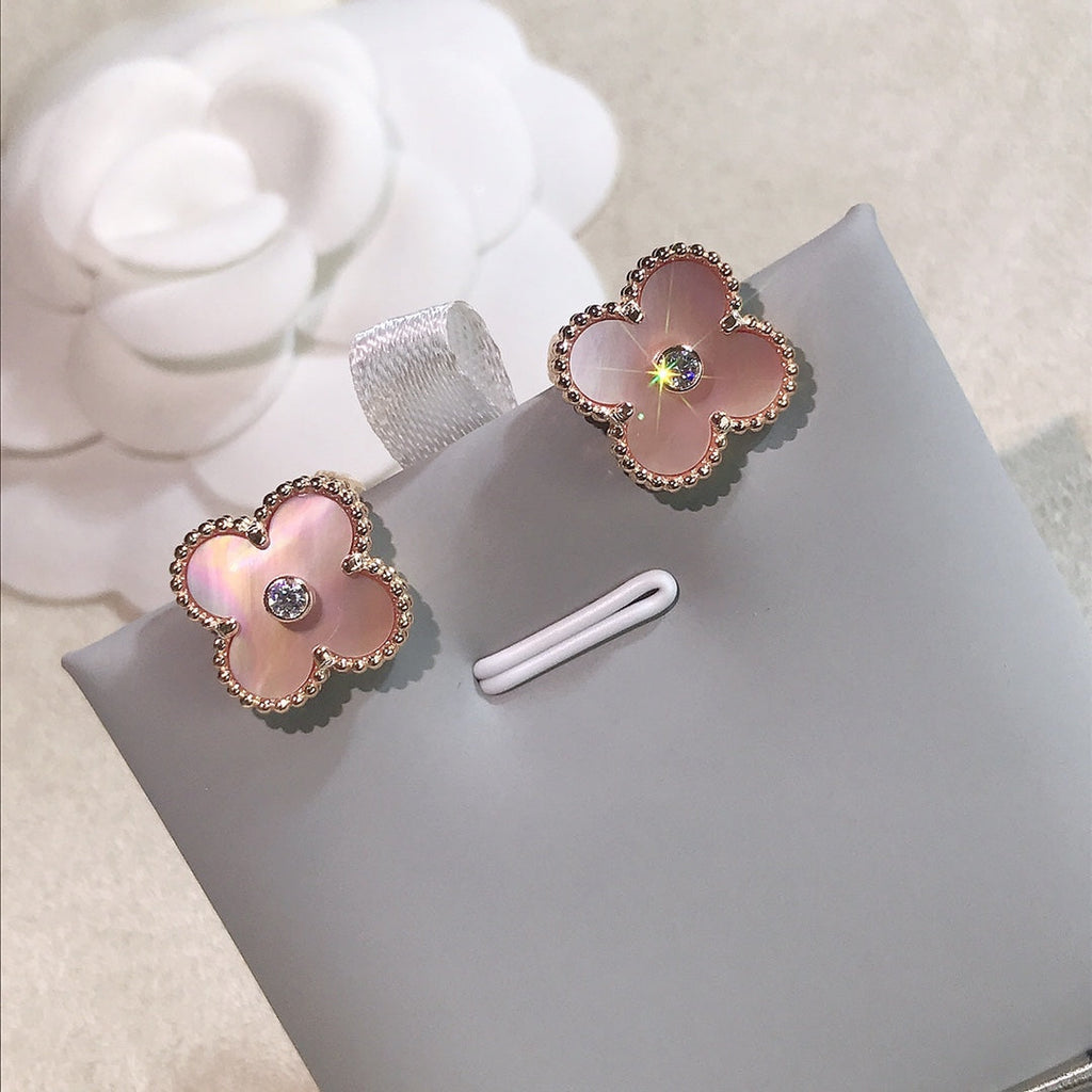 Van Cleef & Arpels CLOVER PINK GOLD MOP EARRINGS
