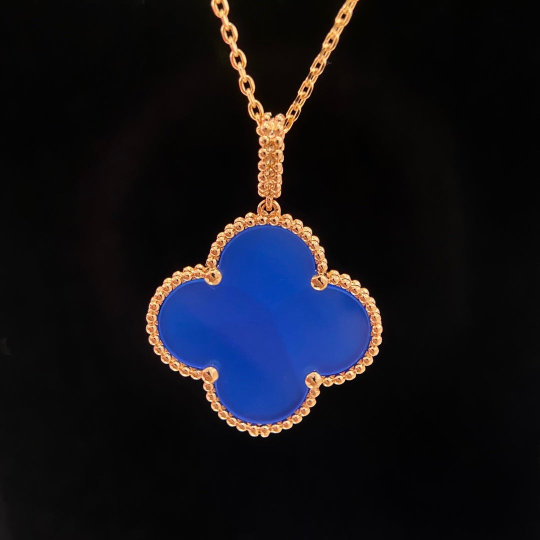 Van Cleef & Arpels CLOVER NECKLACE TURQUOISE PINK GOLD