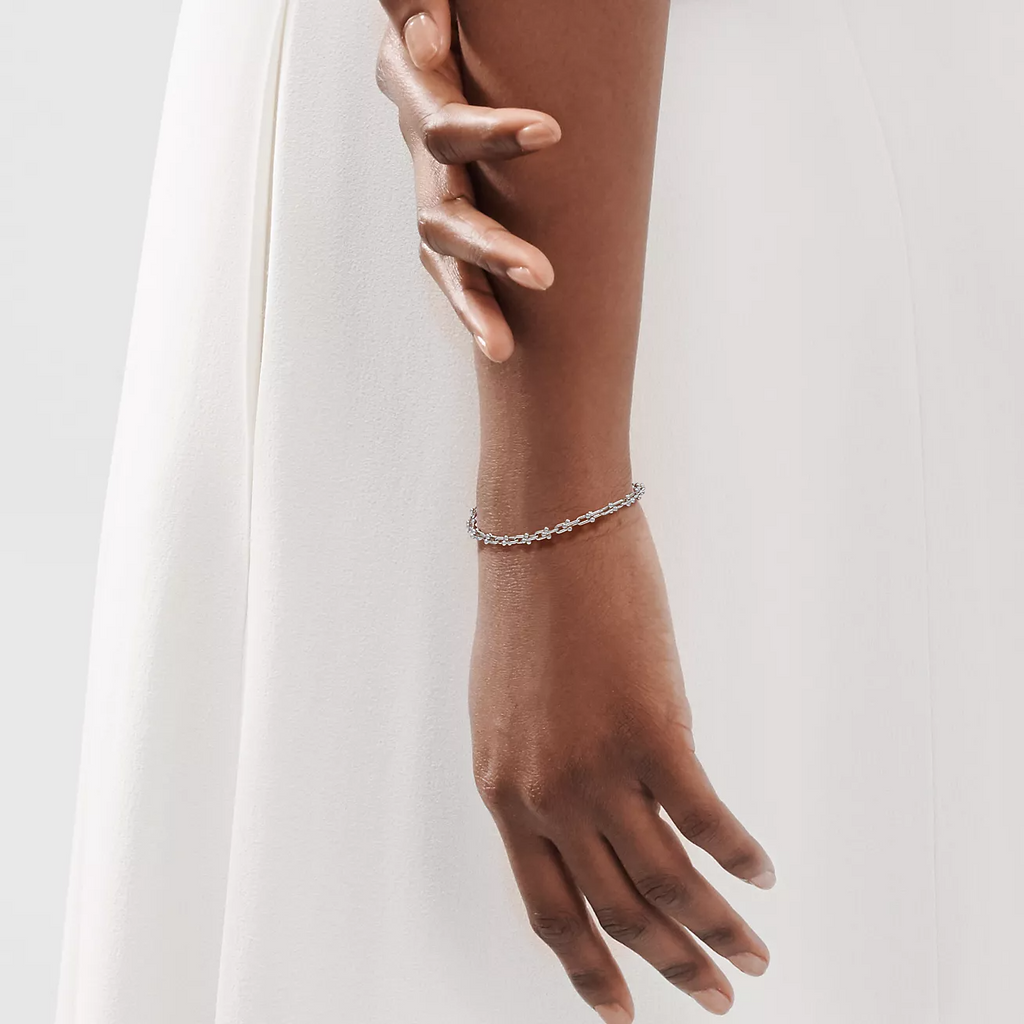 TIFFANY HARDWEAR MICRO LINK 44 MOTIF SILVER BRACELET