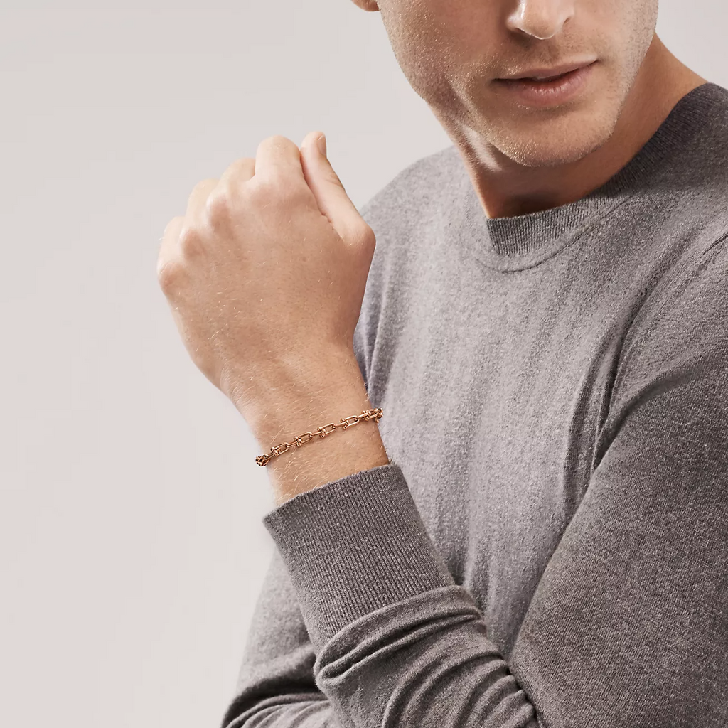 TIFFANY HARDWEAR SMALL LINK 26 MOTIF PINK GOLD BRACELET