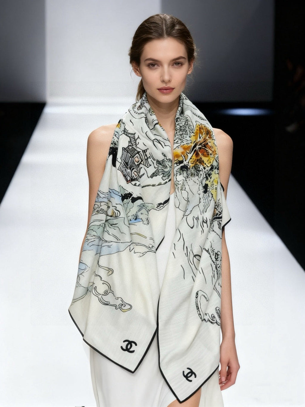 CHANEL 25S SCARF 135 CM IN CASHMERE SILK 943698