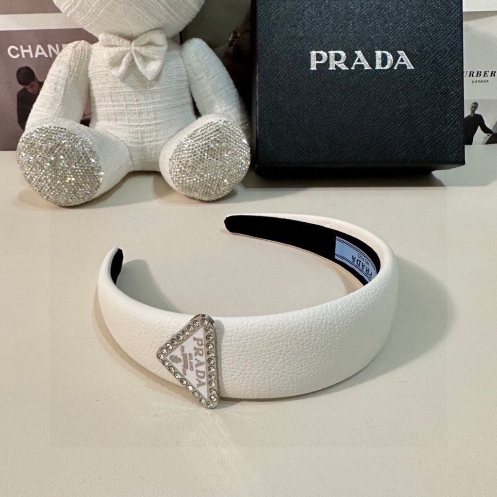 PRADA WHITE CALFSKIN HAIRBAND 154898